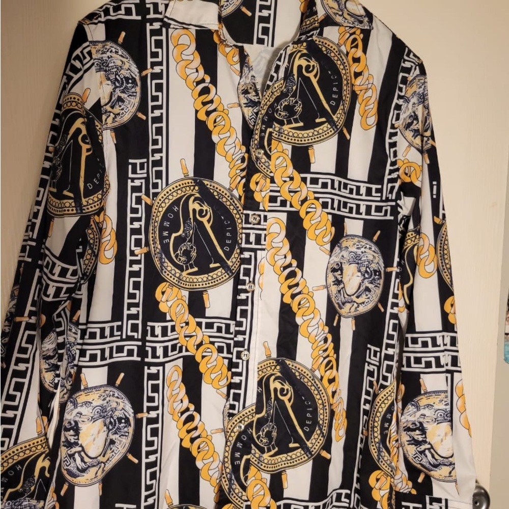 Men’s floral chains print bottom Up Shirt
